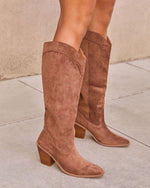 Brown % Carlisle Suede Heeled Boots-6