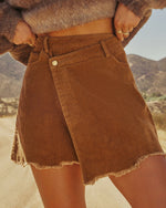 Cider Grace Wrap Corduroy Mini Skirt
