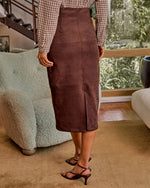 Just Arrived Faux Suede Midi Skirt