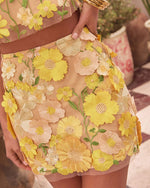 Golden Hour Floral Applique Mini Skirt