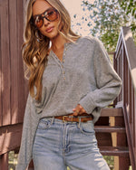Easy Sunday Knit Henley Sweater