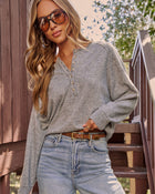 Easy Sunday Knit Henley Sweater