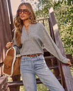 Easy Sunday Knit Henley Sweater