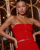 Ivie Strapless Cropped Tweed Top