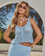 Poolside Daydream Knit Crochet Peplum Top