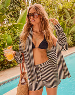 Cabana Core Striped Button Down Top