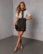 Slow Dance Contrast Lace Mini Dress