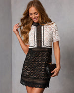 Slow Dance Contrast Lace Mini Dress
