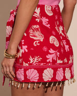 Spritz Society Tropical Sea Fringe Wrap Tie Mini Skirt