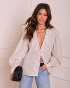 Feminine Ease Striped Button Down Top