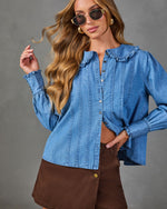 Willow Herb Chambray Ruffle Collar Top