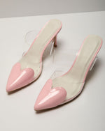 Pink % Queen Of Hearts Suede Heeled Mule-4