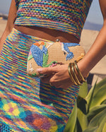 Island Charm Embroidered Tropical Clutch