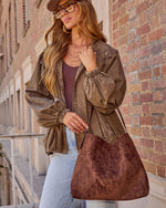 Linden Embossed Faux Suede Shoulder Bag