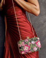 Black Multi % Freesia Embroidered Hard Case Clutch-6