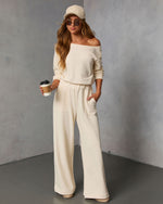 Cream % Danita Knit Fitted Waist Jumpsuit-1