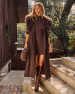Frederica Pocketed Faux Fur Collar Coat