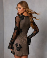 Misty Bloom Embroidered Floral Mesh Mini Dress