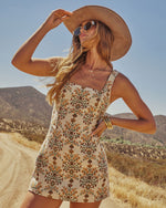 Neutral Harvest Brocade Mini Dress