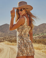 Neutral Harvest Brocade Mini Dress