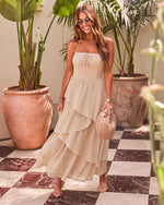 Desert Ember Tiered Halter Neck Maxi Dress