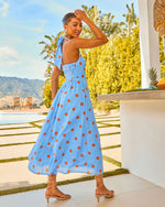 Beach Stroll Polka Dot Halter Midi Dress