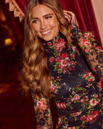 Black Floral % Capture The Moment Lace Floral Mini Dress-6