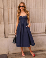 Vionetta Corset Bodice Denim Midi Dress