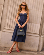 Vionetta Corset Bodice Denim Midi Dress