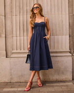 Vionetta Corset Bodice Denim Midi Dress