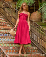 Darcelle Striped Godet Midi Dress