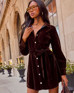 Muse Moment Velvet Waist Tie Mini Dress