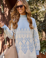 Blue Multi % Nelma Abstract Mockneck Sweater Dress-3