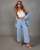 Calyra Stretch Cuffed Wide Leg High Rise Abstract Jeans
