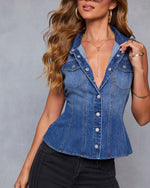 Aubrette Button Down Denim Top