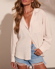 Villa Days Linen Blend Button Down Top