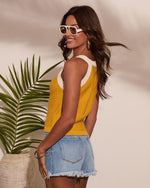 Solenne Knit Contrast Trim Sleeveless Sweater