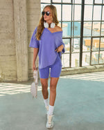 Periwinkle % Modern Pulse Reversible Oversized Tee-1
