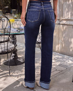 Nyra Stretch Straight Leg Cuffed Jeans