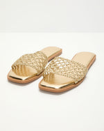 Gold Metallic % Warren Crochet Flat Sandals-2