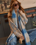 Blue % Autumnal Large Plaid Blanket Scarf-6