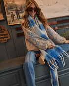 Blue % Autumnal Large Plaid Blanket Scarf-1