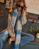 Blue % Autumnal Large Plaid Blanket Scarf-3