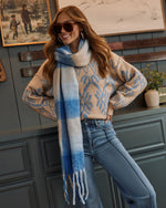 Blue % Autumnal Large Plaid Blanket Scarf-4