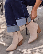 Beige % Rowyn Faux Suede Heeled Bootie-5