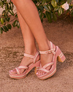 Blush % Tullia Contrast Trim Raffia Platform Sandals-5