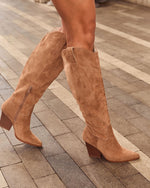 Latte % Sandalwood Western Knee High Boots-4