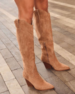 Latte % Sandalwood Western Knee High Boots-1