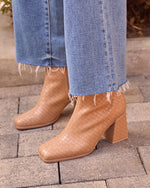 Camel % Chanie Woven Leather Booties-4