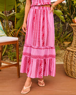 Sunset Amour Cotton Embroidered Abstract Maxi Skirt